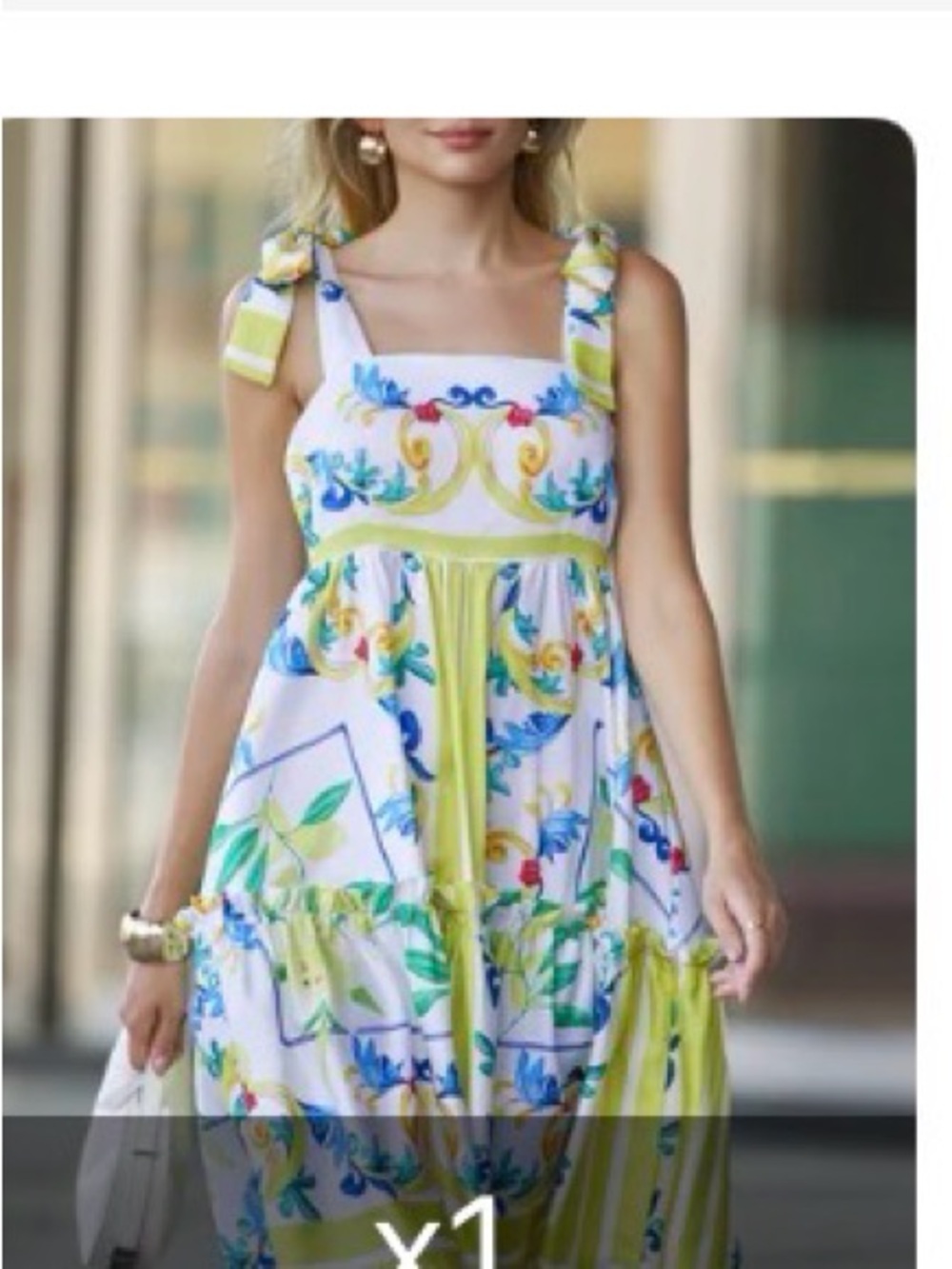 STYLEWE White Floral Dress with Yellow and Blue Accents